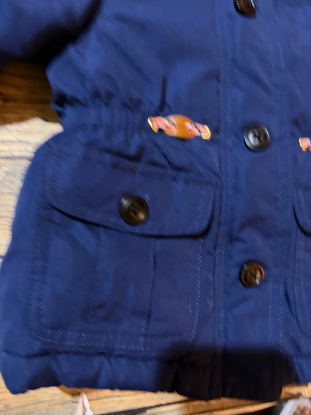 Carter's‎ Navy Blue Hooded Pea Coat with Faux Fur Trim
